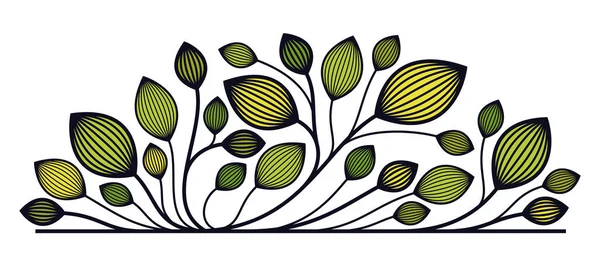 Hermoso Diseño Vectores Florales Lineales Aislados Blanco Hojas Ramas Elemento — Archivo Imágenes Vectoriales
