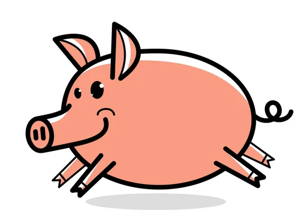 Funny Cartoon Pig Vector Illustration Isolated White — Stock Vector