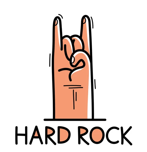 Hard Rock Und Heavy Metal Teufelshörner Geste Hand Vektor Flachen — Stockvektor