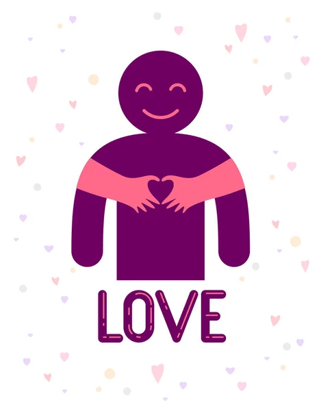 Love Arms Hugging Lover Shows Heart Shape Gesture Hands Lover — Stock Vector