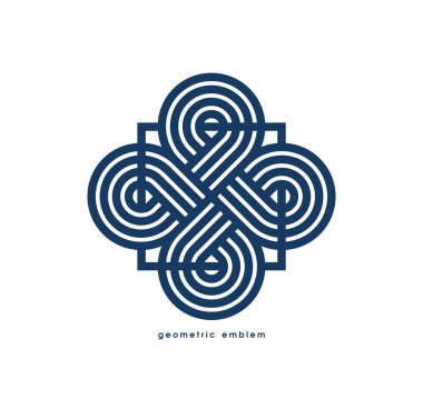 Soyut geometrik çiçek şekilli çiçek sembolü beyaz, çizgi sanatı geometrik şekil amblemi ya da ikonu, butik, kozmetik, otel, spa ya da mücevher logosu için en iyisi..