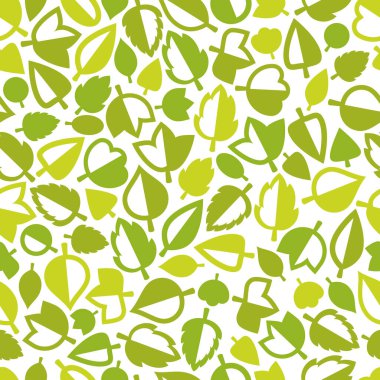 Tarz sahibi çizgi film yaprakları pürüzsüz vektör deseni, bitmeyen duvar kağıdı veya ağaç çiçekli tekstil kumaşı, yeşil bahar temalı.