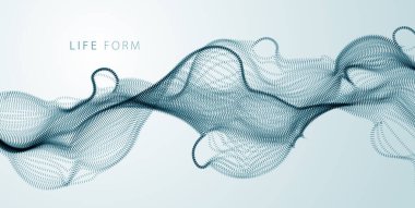 Mikroskobik biyolojik mutasyon virüsü, soyut vektör parçacıkları şekli, nano tıbbi teknoloji, mikrobiyoloji bilim kurgu teması illüstrasyonu.