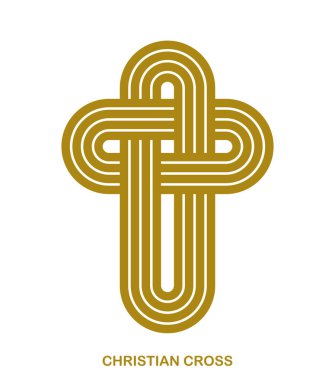 Beyaz, inanç ve inanç üzerine izole edilmiş Hristiyan çapraz modern doğrusal biçim vektör sembolü İsa 'nın çizgili grafik tasarımının çağdaş haç işareti.