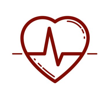 Beyaz arkaplanda kardiyogram sağlık ve kardiyoloji vektör doğrusal ikonu olan kalp izole edildi.