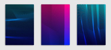 Doğrusal vektör minimal trend broşürleri tasarım, örtülü şablonlar, geometrik yarım ton gradyanı. Pankartlar, afişler, posterler, ilanlar için. Güzel ve özel, desen dokusu.