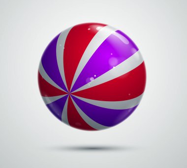 Soyut vektör gerçekçi parlak küre, desenle süslenmiş güzel şenlik topu, grafik tasarım elementi.