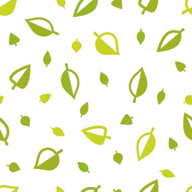 Tarz sahibi çizgi film yaprakları pürüzsüz vektör deseni, bitmeyen duvar kağıdı veya ağaç çiçekli tekstil kumaşı, yeşil bahar temalı.