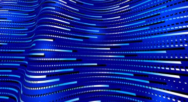 Büyük veri akışı teknolojisi ve bilimsel vektör arkaplanı, çizgilerle elektronik ve dijital tarzda üç boyutlu perspektif, soyut illüstrasyon.