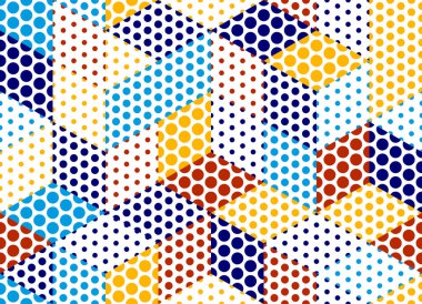 Kusursuz noktalı küpler vektör arkaplanı, karo deseni tekrarlayan noktalar, 3D mimari ve inşaat, geometrik tasarım.