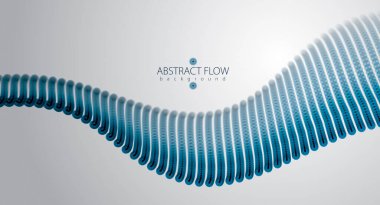 3D parçacıklar ağ dizisi dalgası, ses akışı. Bulanık yuvarlak ışıklar vektör etkisi çizimi. 3D fütüristik teknoloji biçimi.