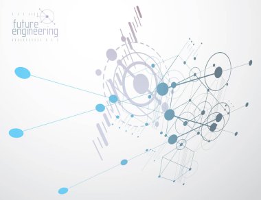 Daireler ve çizgilerden yapılmış mühendislik teknolojisi vektör duvar kağıdı. Modern geometrik bileşim şablon ve düzen olarak kullanılabilir. Soyut teknik arkaplan.