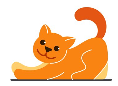 Küçük kedicik komik vektör düz çizgi film beyaz, evcil kedi sevimli ve sevimli.