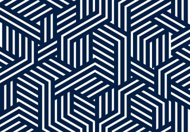 Çizgili küplerle Geometrik 3D kusursuz desen, çizgili kutular vektör arkaplanını engeller, mimari ve inşaat, duvar kağıdı tasarımı.