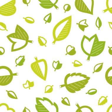 Tarz sahibi çizgi film yaprakları pürüzsüz vektör deseni, bitmeyen duvar kağıdı veya ağaç çiçekli tekstil kumaşı, yeşil bahar temalı.