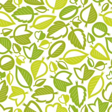 Tarz sahibi çizgi film yaprakları pürüzsüz vektör deseni, bitmeyen duvar kağıdı veya ağaç çiçekli tekstil kumaşı, yeşil bahar temalı.
