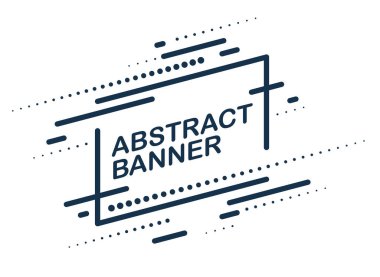 Reklamlar için vektör soyut monokrom pankartı, beyaz üzerine izole edilmiş basit grafik tasarımı, minimal geometrik arkaplan.