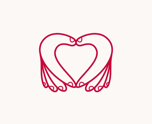 Corazones Con Manos Vector Logotipo Icono Corazón Mano Dedos Signo — Archivo Imágenes Vectoriales