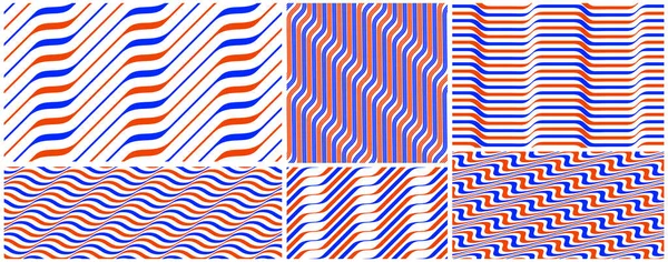 Wavy Lines Water Seamless Pattern Vector Set Dimensional Endless Background — Stock Vector