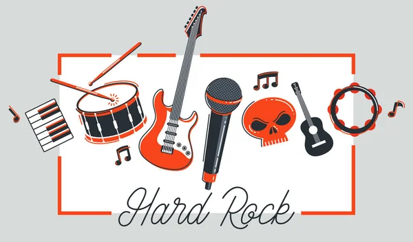 Rock Music Band Vector Poster Flat Illustration Isolated White Background —  Vetores de Stock