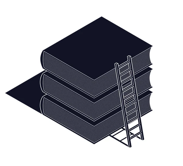 Opleiding Kennis Concept Getoond Met Boek Ladder Naar Boven Vector — Stockvector