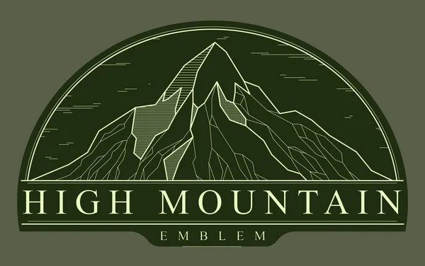 Montanhas Gama Emblema Vetorial Linear Escuro Linha Arte Desenho Picos — Vetor de Stock
