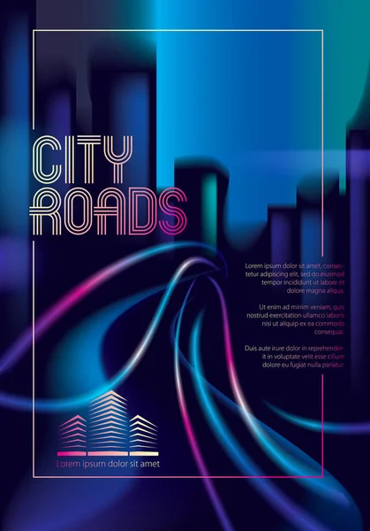 Light Trails Street Big City Night Effect Vector Beautiful Background — Stock Vector