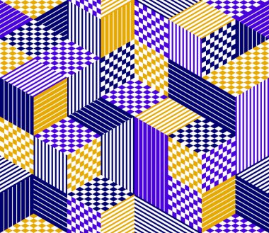 Kusursuz izometrik eşkenar dörtgen ve üçgen geometrik desen, 3 boyutlu küp vektör karo arka plan, mimari ve inşaat, duvar kağıdı tasarımı.