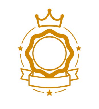 Beyaz, klasik rozet veya simge üzerine izole edilmiş vektör yuvarlak pul veya çıkartma, eski modası geçmiş logotip tasarım, boş boşluklu basit simge şablonu.