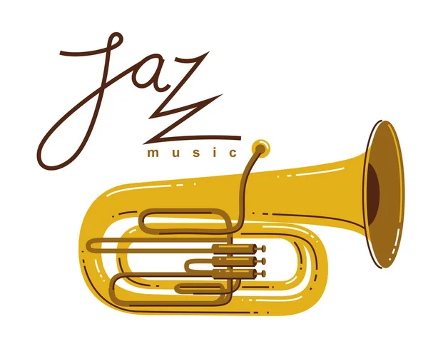 Emblème Musical Jazz Logo Vectoriel Illustration Style Plat Isolé Logotype — Image vectorielle