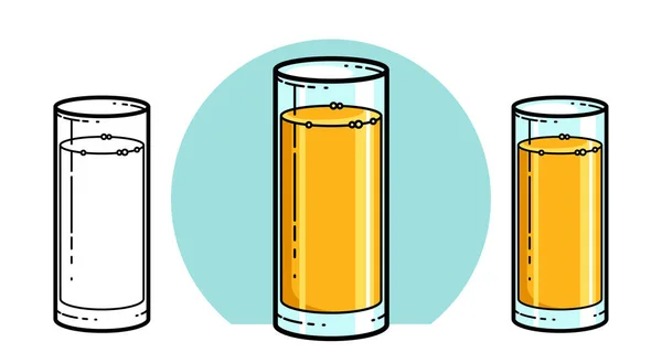 Sinaasappelsap Een Glas Geïsoleerd Witte Achtergrond Vector Illustratie Versies Set — Stockvector