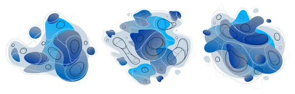 Fluidi Blu Forme Liquide Movimento Vettore Elementi Grafici Astratti Set — Vettoriale Stock