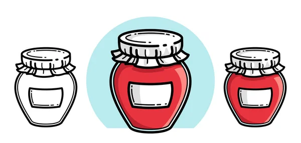 Pot Confiture Isolé Sur Une Illustration Vectorielle Blanche Style Dessin — Image vectorielle