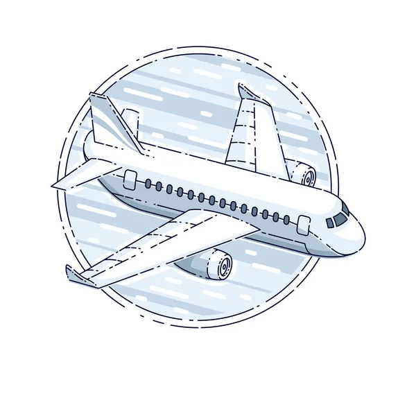 Flygplan Flygplan Med Rund Form Flygbolag Flygresor Emblem Eller Illustration — Stock vektor