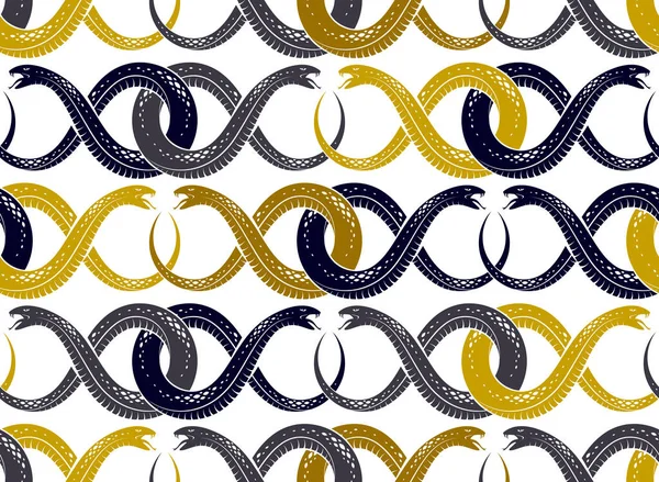 Repita Patrón Vectores Sin Costuras Serpientes Azulejos Fondo Sin Fin — Archivo Imágenes Vectoriales