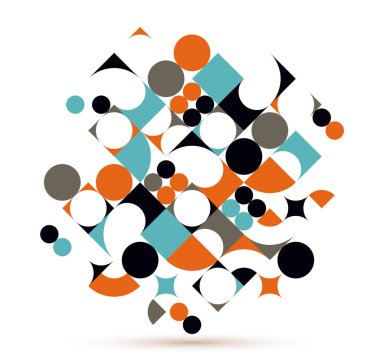 Soyut geometrik tasarım vektör şablonu kompozisyonu, renkli 70 'lerin modası şablon sanatı beyaz, yaratıcı zarif arkaplan üzerine izole edilmiş.