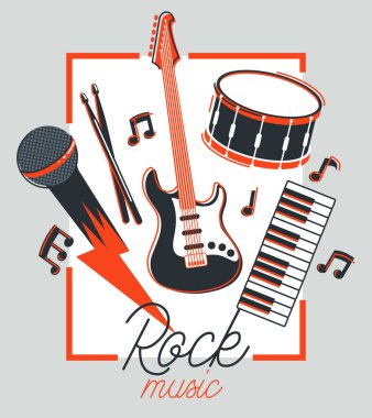 Rock müzik grubu taşıyıcı poster resmi beyaz arka plan, hard rock ve heavy metal canlı müzik festivali ya da konser ilanı ya da reklam afişi, rock n roll müzik grubu.