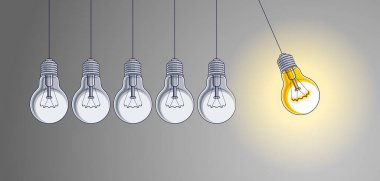 Ampul Newton beşik sarkacı fikri, vektör illüstrasyonu.