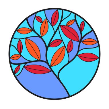 Butik, otel ya da kuaför logosu için yuvarlak çiçek desenli logo şablonu beyaz üzerine izole edilmiş, bir daire içinde yaprakların güzel çizimi, büyüyen doğa dalları.