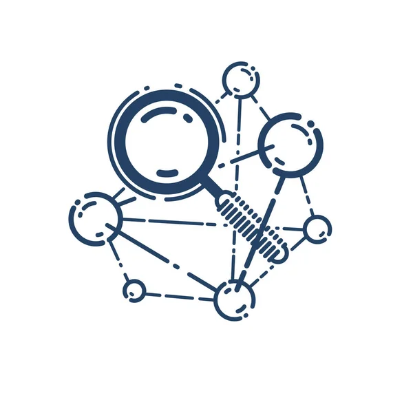 Lupe Und Molekül Vektor Einfaches Lineares Symbol Wissenschaft Chemie Und — Stockvektor
