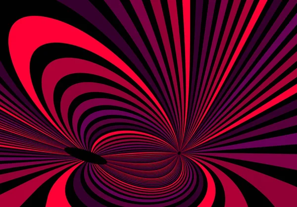 Psychedelic Red Colored Optical Illusion Lines Vector Insane Art Background — Stock Vector