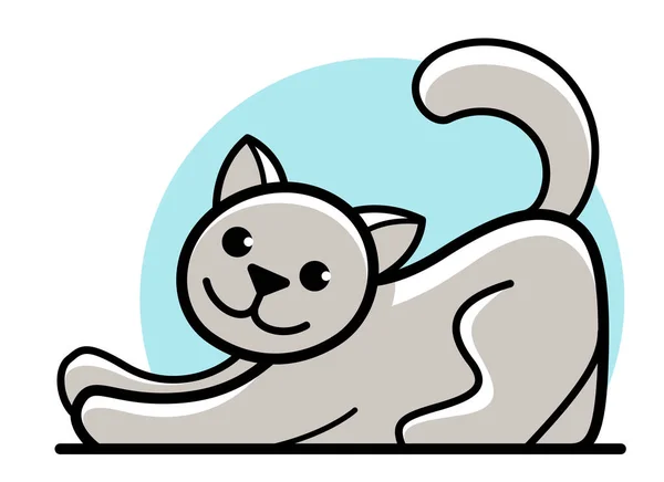 Küçük Kedicik Komik Vektör Düz Çizgi Film Beyaz Evcil Kedi — Stok Vektör