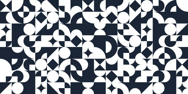 Геометричний Абстрактний Безшовний Візерунок Чорно Білими Елементами Геометрії Шпалери Фону — стоковий вектор