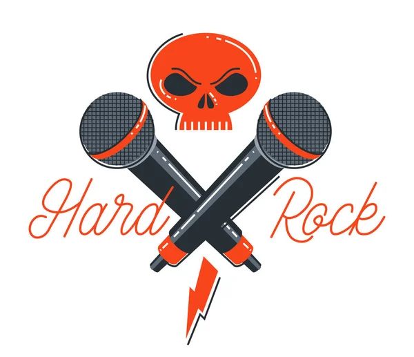 Hard Rock Dan Heavy Metal Emblem Atau Logo Vektor Gaya - Stok Vektor