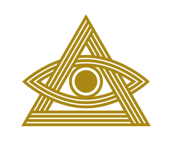Alla Ser Ögat Triangeln Pyramid Vektor Forntida Symbol Modern Linjär — Stock vektor