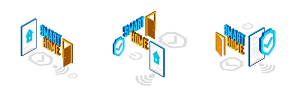 Hogar Inteligente Iot Concepto Electrónica Moderna Casa Vector Isométrico Ilustraciones — Vector de stock