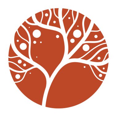 Butik, otel ya da kuaför logosu için yuvarlak çiçek desenli logo şablonu beyaz üzerine izole edilmiş, bir daire içinde yaprakların güzel çizimi, büyüyen doğa dalları.