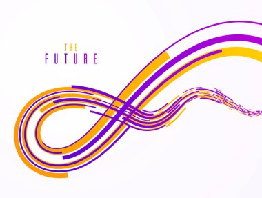 Hareket vektörü arkaplan, teknoloji veya bilim temalı soyut tasarım elementi, reklamlar için geleceksel şablon veya kapak içindeki 3D soyut dinamik çizgiler.