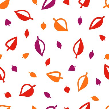 Çizgi film sonbahar yaprakları kusursuz vektör deseni, uçsuz bucaksız duvar kağıdı ya da ağaç çiçekli tekstil kumaşı, kırmızı sonbahar yaşam teması.