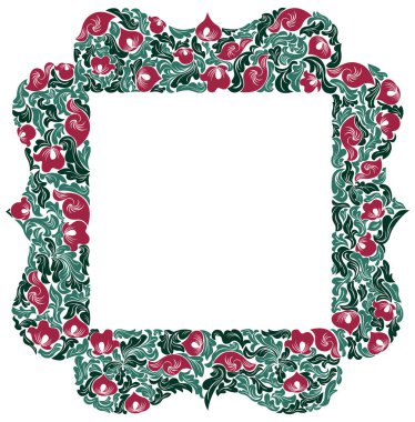 Yapraktan yapılmış çiçek çerçevesi vektör vintage tasarımı, dekoratif boş klasik stil sınırı, lüks güzel arkaplan, davet veya metin için yeri olan tebrik kartı.